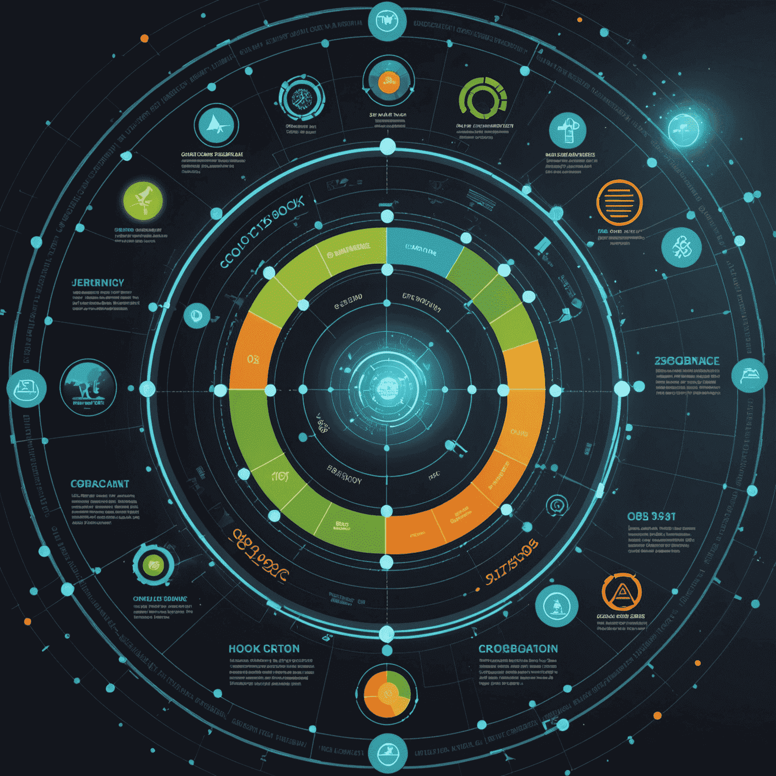 A futuristic infographic showing the projected economic benefits of circular economy by 2030, with holographic charts and glowing data points highlighting job creation, resource savings, and innovation potential